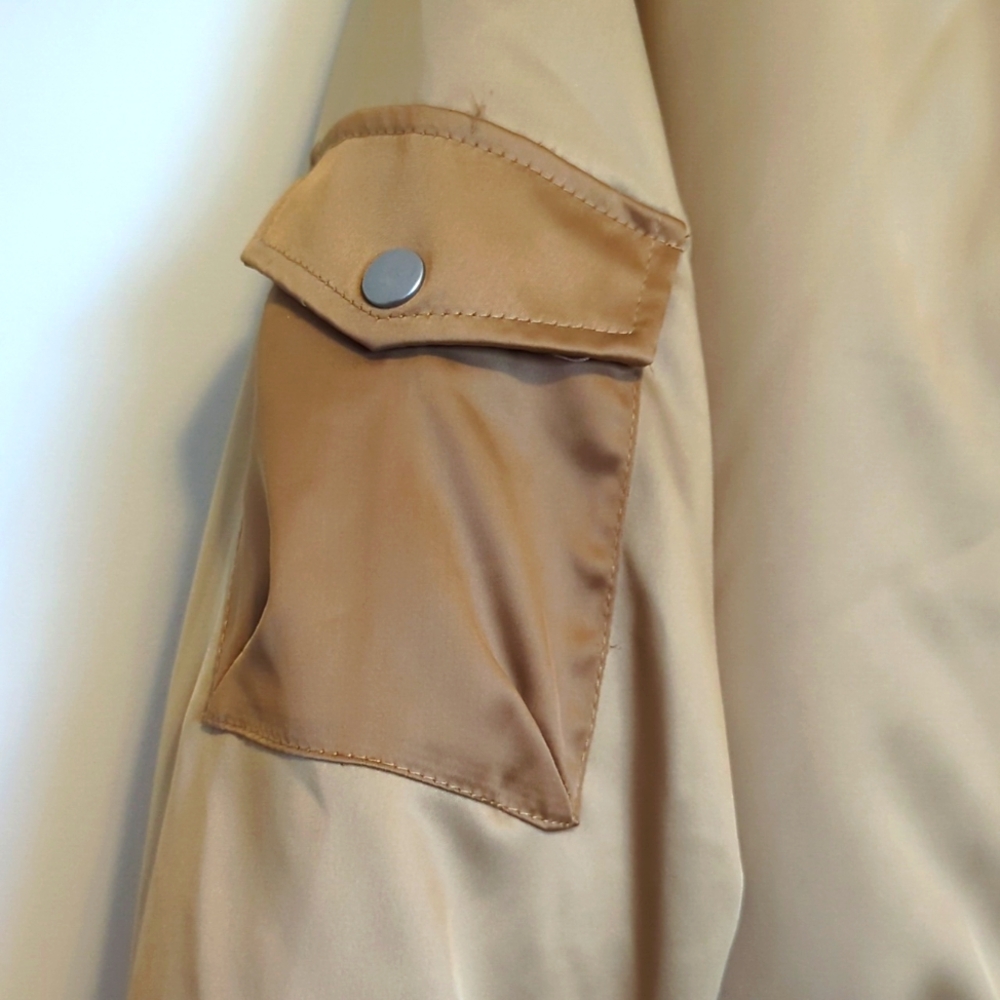 Zara Tan and Olive Green Cropped Bomber Jacket - Picture 4 of 5